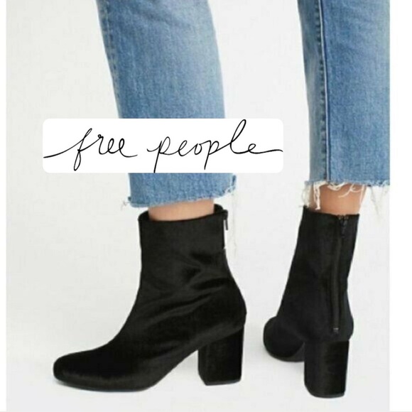 Free People Shoes - FREE PEOPLE VELVET CECILE ANKLE BOOT Black 40 / 10 Boho